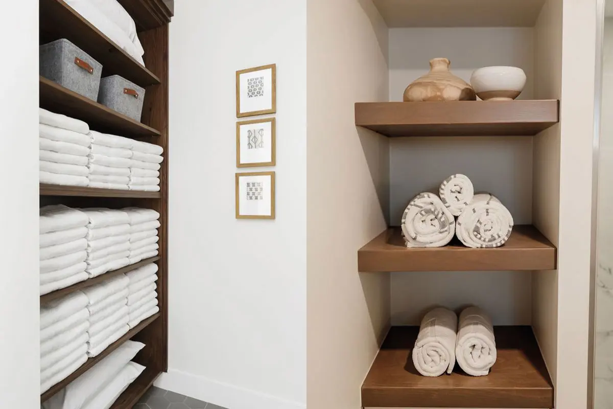 open shelving to storage towels